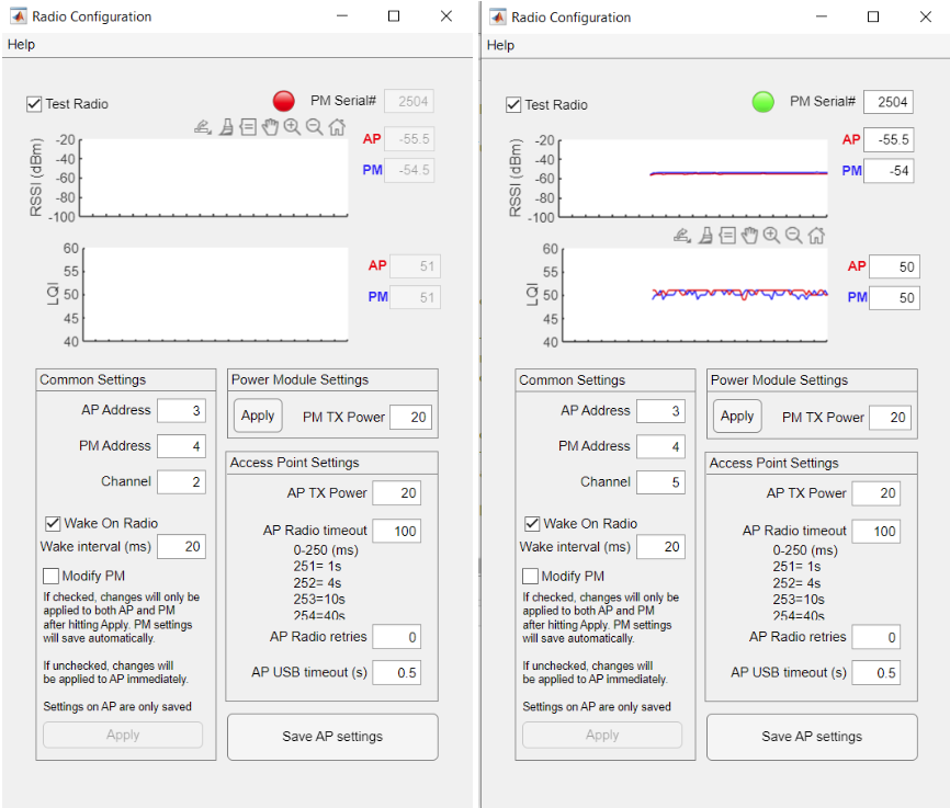 left: non-connected radios. right: connected radios