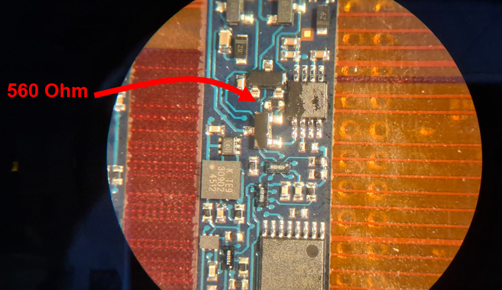 Picture of PG4 board after resistor swap