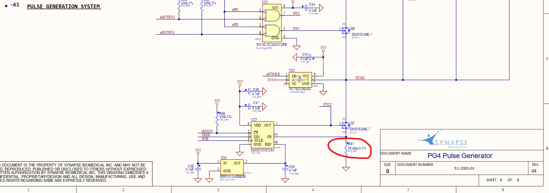 2D view of circuit schematic for stimulation output