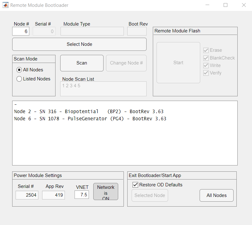 scanning status of remote module bootloader app